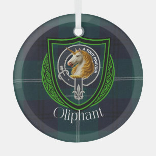 Oliphant-Schottischer-Clan-Tartan & Wappen Ornament Aus Glas