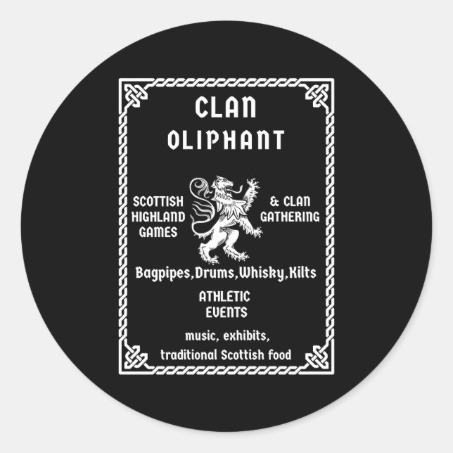 Oliphant Scottish Clan Descendant Runder Aufkleber (Vorderseite)