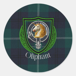 Oliphant Scottish Clan Tartan & Crest Runder Aufkleber