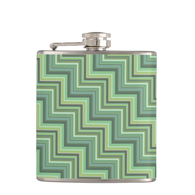 Oliv Green Stripes Pattern Flachmann (Vorderseite)