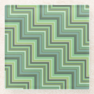 Oliv Green Stripes Pattern Glasuntersetzer