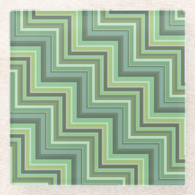 Oliv Green Stripes Pattern Glasuntersetzer (Vorderseite)