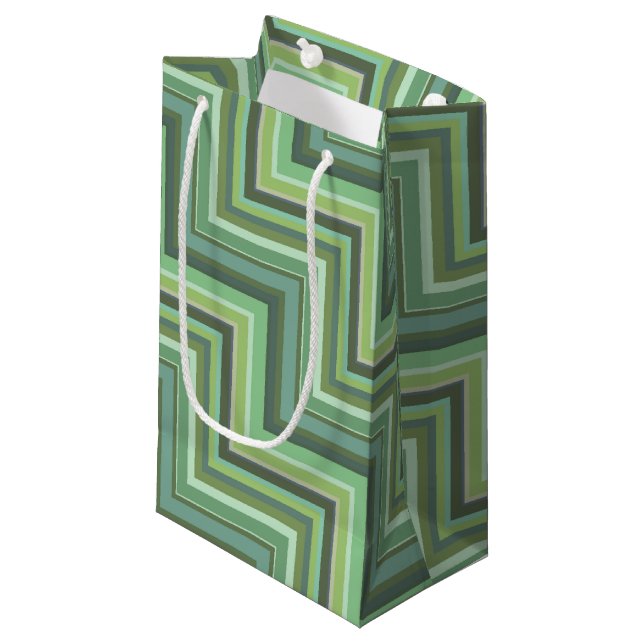 Oliv Green Stripes Pattern Kleine Geschenktüte (Vorderseite Schrägansicht)