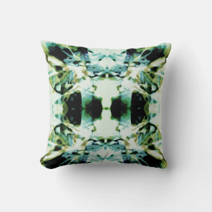 Oliv Teal Grün Schwarzes Florales Symmetrisches De Kissen