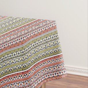 Oliv- und braun ornamentales ethnisches Muster Tischdecke