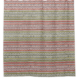Oliv- und Braungeometrisches ethnisches Ornament Duschvorhang