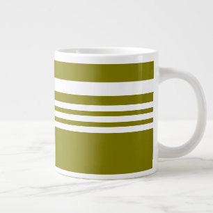 Oliv + Weiße Streifen Geschenk Jumbo-Tasse