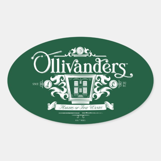 OLIVANDERS™ Hersteller von feinen Wands Ovaler Aufkleber (Vorderseite)