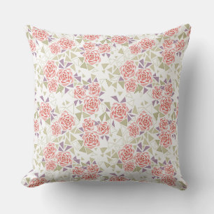olivbeiger Mosaik-Blumenmuster Retro Kissen
