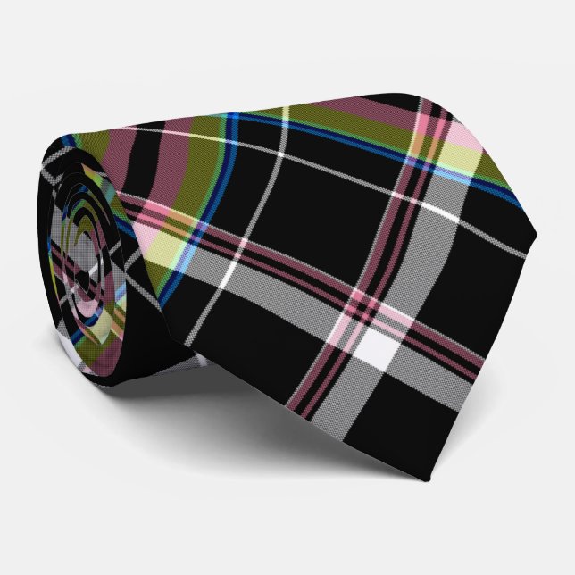 Olive and Black Tartan Pattern Krawatte (Gerollt)