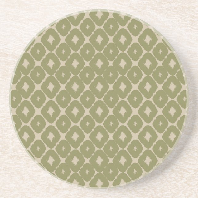 Olive and cream Boho Geometric Throw Pillow Getränkeuntersetzer (Vorne)
