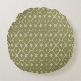 Olive and cream Boho Geometric Throw Pillow Rundes Kissen