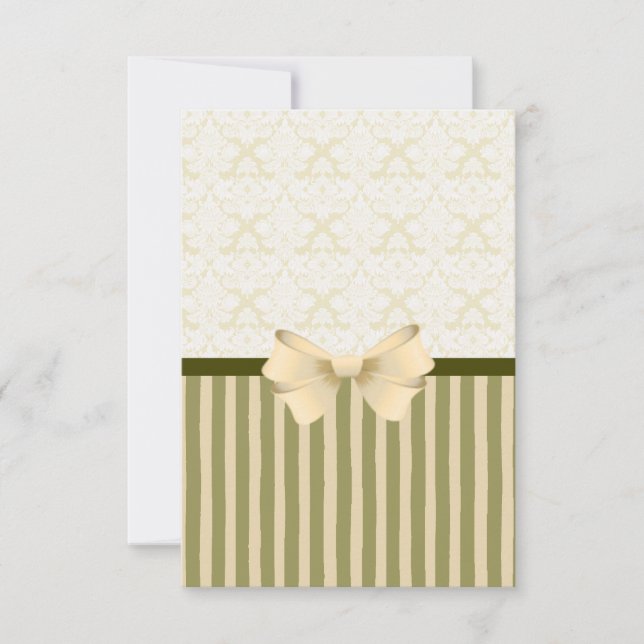 Olive and Cream Brocade Strip Notecard Mitteilungskarte (Vorderseite)