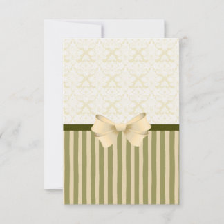 Olive and Cream Brocade Strip Notecard Mitteilungskarte