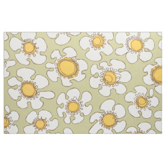 Olive and Gold Single Line Daisy Muster Stoff