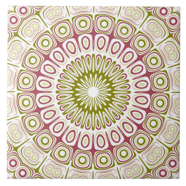 Olive and Rose Mandala Pattern Fliese (Vorderseite)