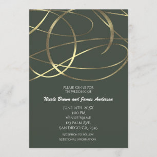 Olive Army Grün & Gold Faux-Folie-Einladungen Einladung