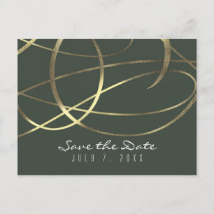 Olive Army Grün & Gold Faux Folie „Save the Date“ Ankündigungspostkarte