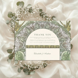 Olive Art Nouveau Hochzeit Dankeskarte
