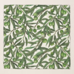 Olive-Äste auf weißer Seite Schal<br><div class="desc">Handbemaltes,  nahtloses Aquarell mit Olivenzweigen</div>