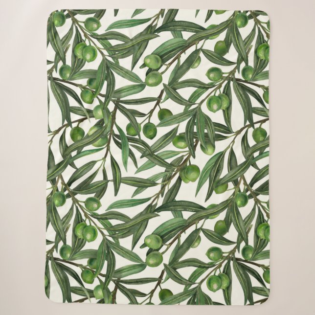 Olive-Äste auf weißer Seite Sherpadecke (Vorderseite)
