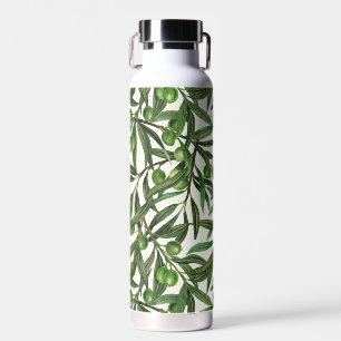 Olive-Äste auf weißer Seite Trinkflasche