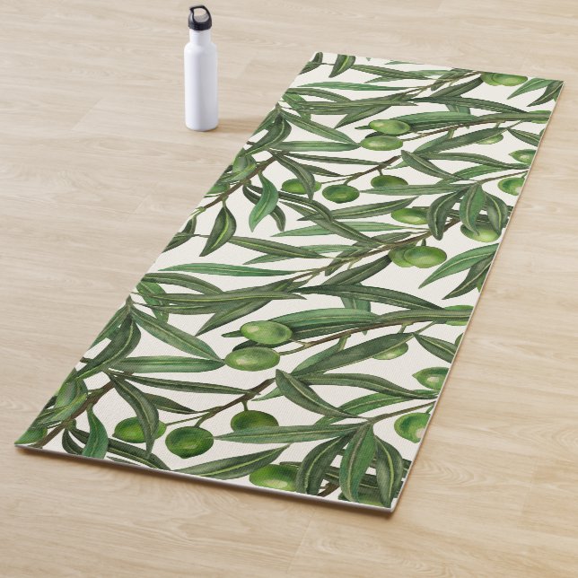 Olive-Äste auf weißer Seite Yogamatte (Beispiel)