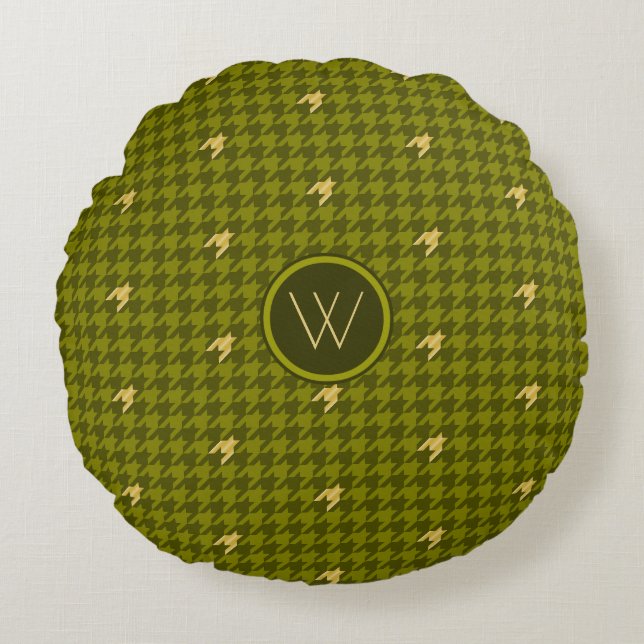 Olive avec Coussin rond à Accent Or (Devant)