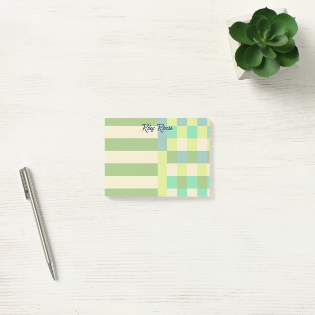 Olive Blassgelb Farbfelder Ihr Name Post-it Klebezettel (Büro)