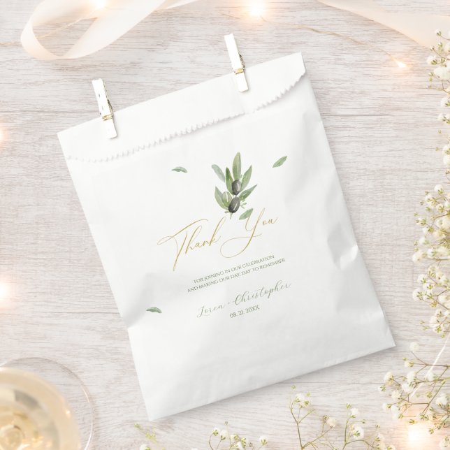 Olive Blätter der Toskana Branch Vielen Dank Geschenktütchen (Ausgeschnitten)