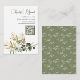 Olive Blätter Gold Branch QR Code UAWG Wedding Begleitkarte