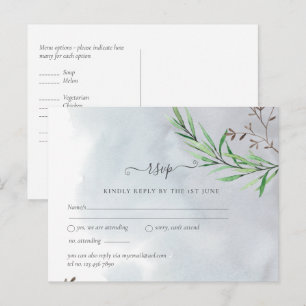 Olive Blätter Wedding Dusty Blue Lemon UAWG Postkarte