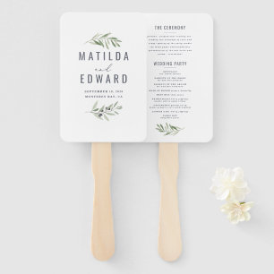 Olive Branch Aquarell bemalt Hochzeitshandfächer Fächer