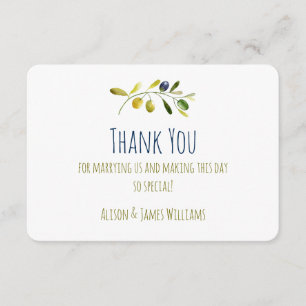 Olive Branch Aquarell Hochzeit danke Karte