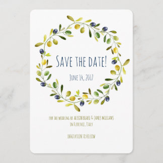 Olive Branch aquarelle enregistrer la carte de dat