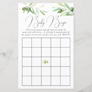 Olive Branch Baby Shooter Bingo Game