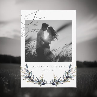 Olive Branch Black and White Wedding Save the Date