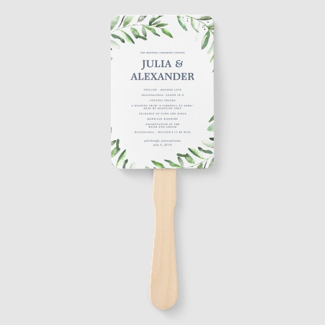 Olive Branch Boho Garden Wedding Program Fan Fächer (Vorderseite)