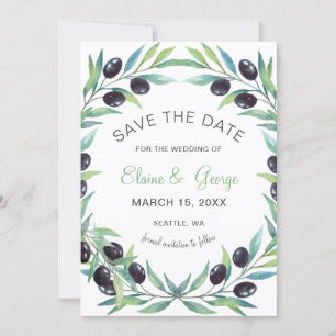 Olive Branch Botanische Hochzeit speichern Sie die Save The Date