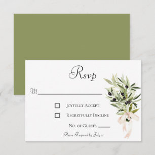 Olive Branch Bouquets Wedding RSVP Karte