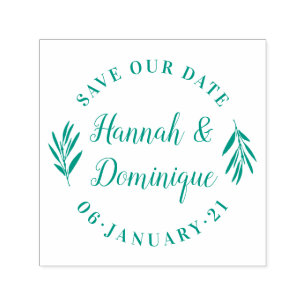 Olive Branch Calligraphy Save the Date Hochzeit Permastempel