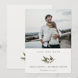 Olive Branch Foliage Save the Date Fotokarte Dankeskarte