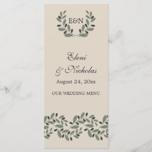 Olive Branch Garland und Kranz Hochzeitskarte Menükarte