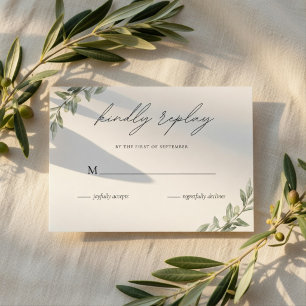Olive Branch Hochzeit RSVP Karte   Elegantes Grünz