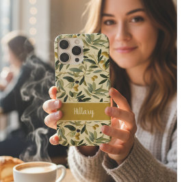 Olive Branch Monogram Name  iPhone 16 Pro Max Hülle