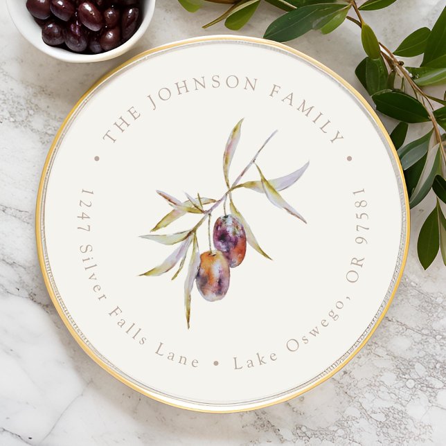 Olive Branch Rücksendeadresse Classic Rou Runder Aufkleber (Von Creator hochgeladen)