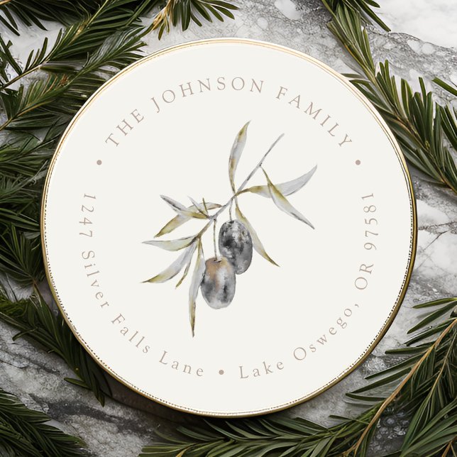 Olive Branch Rücksendeadresse Runder Aufkleber (Von Creator hochgeladen)