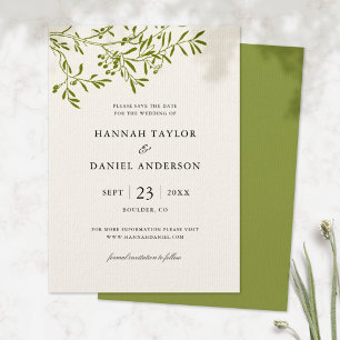 Olive Branch Save the Date Karte Elfenbein