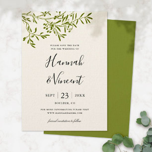 Olive Branch Save-the-Date-Karte Elfenbein Save The Date