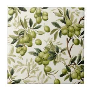 Olive-Branch-Wasserfarbmuster Mediterran Fliese